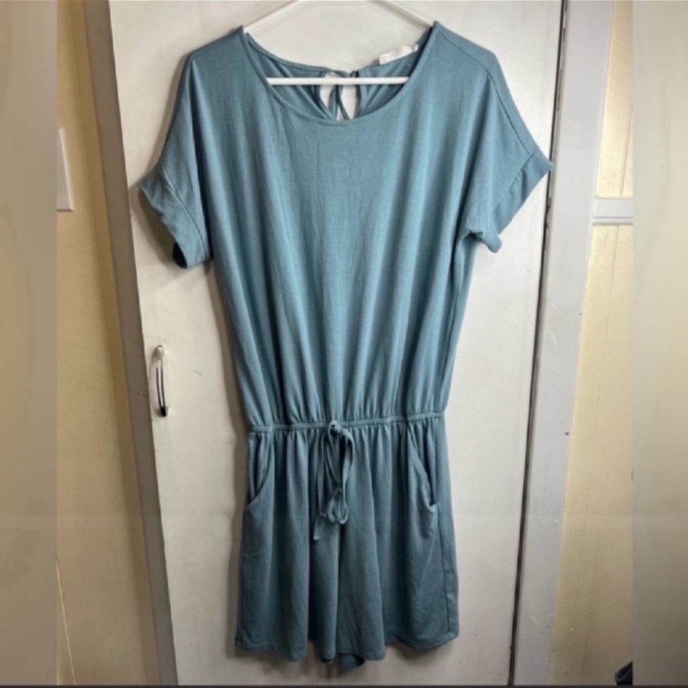 Zenana Blue Gray Short Sleeve Romper NWOT